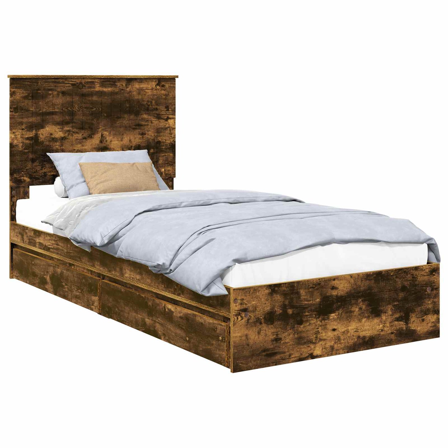 Letto con Contenitore Rovere fumÃ© 90 x 200 cm Legno multistrato