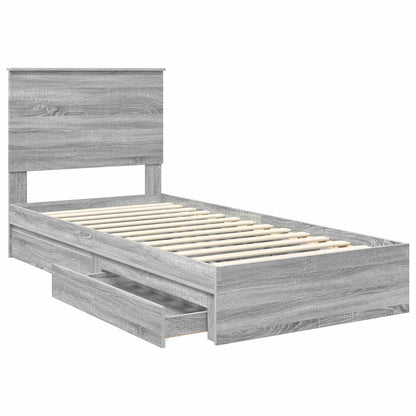 Letto con Contenitore con testiera Grigio Sonoma 90 x 200 cm