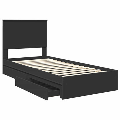 Letto con Contenitore Nero 90 x 190 cm Legno multistrato