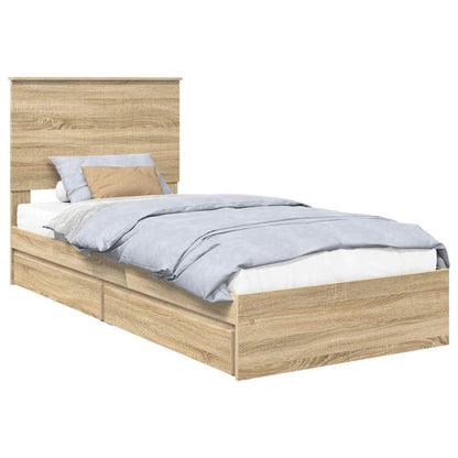 Letto con Contenitore con testiera Rovere Sonoma 90 x 190 cm