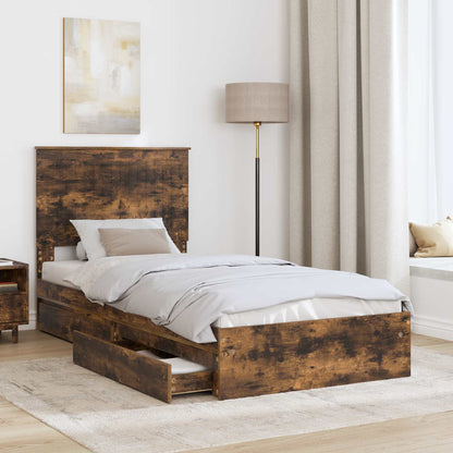 Letto con Contenitore Rovere fumÃ© 90 x 190 cm Legno multistrato