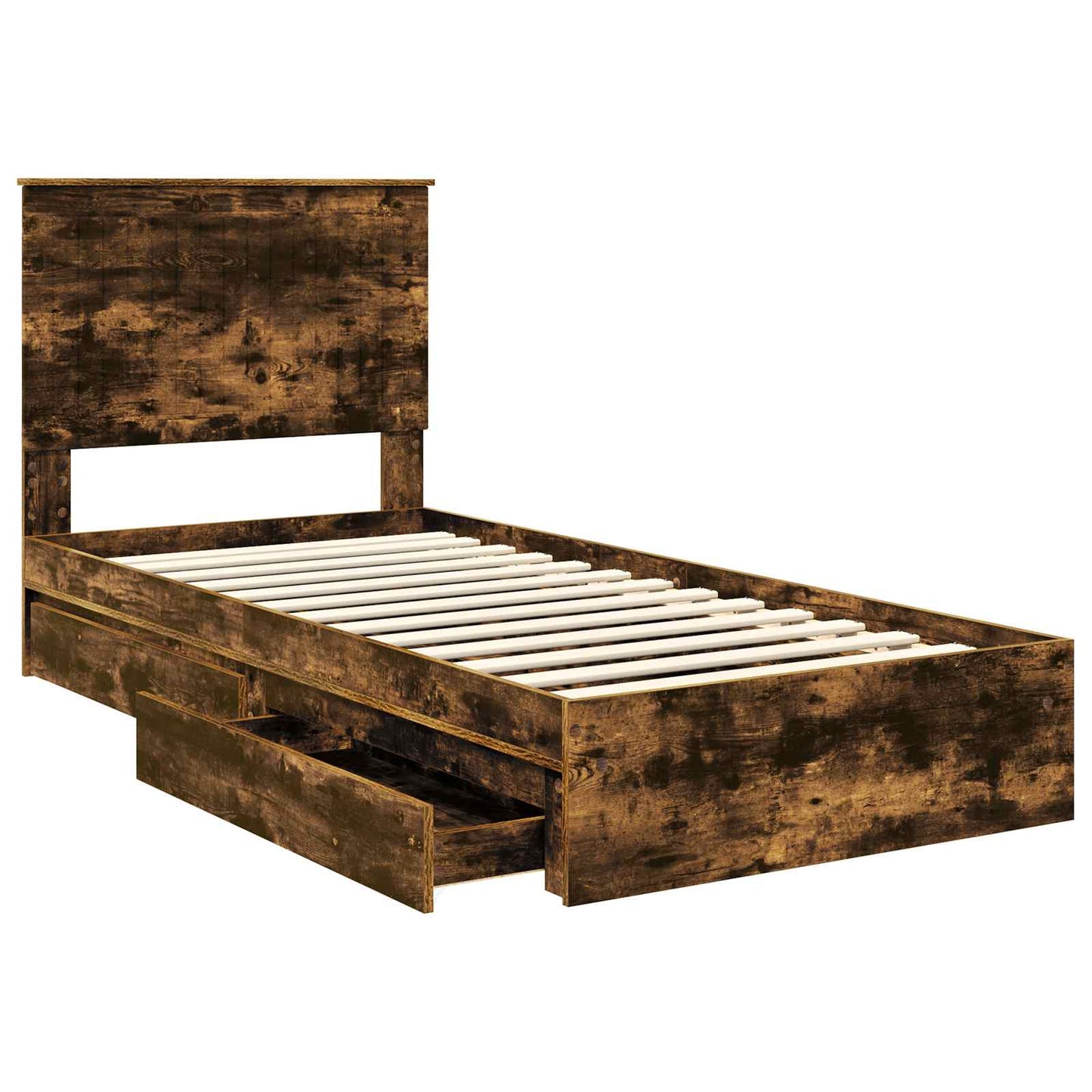 Letto con Contenitore Rovere fumÃ© 90 x 190 cm Legno multistrato