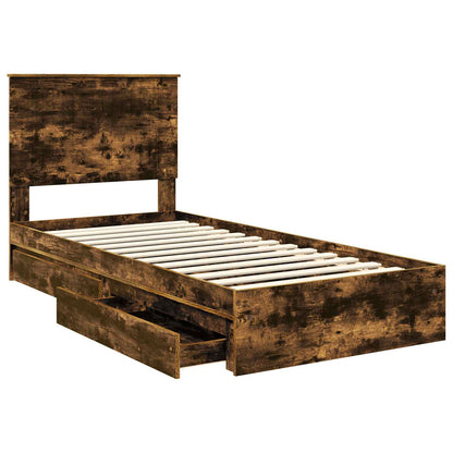 Letto con Contenitore Rovere fumÃ© 90 x 190 cm Legno multistrato
