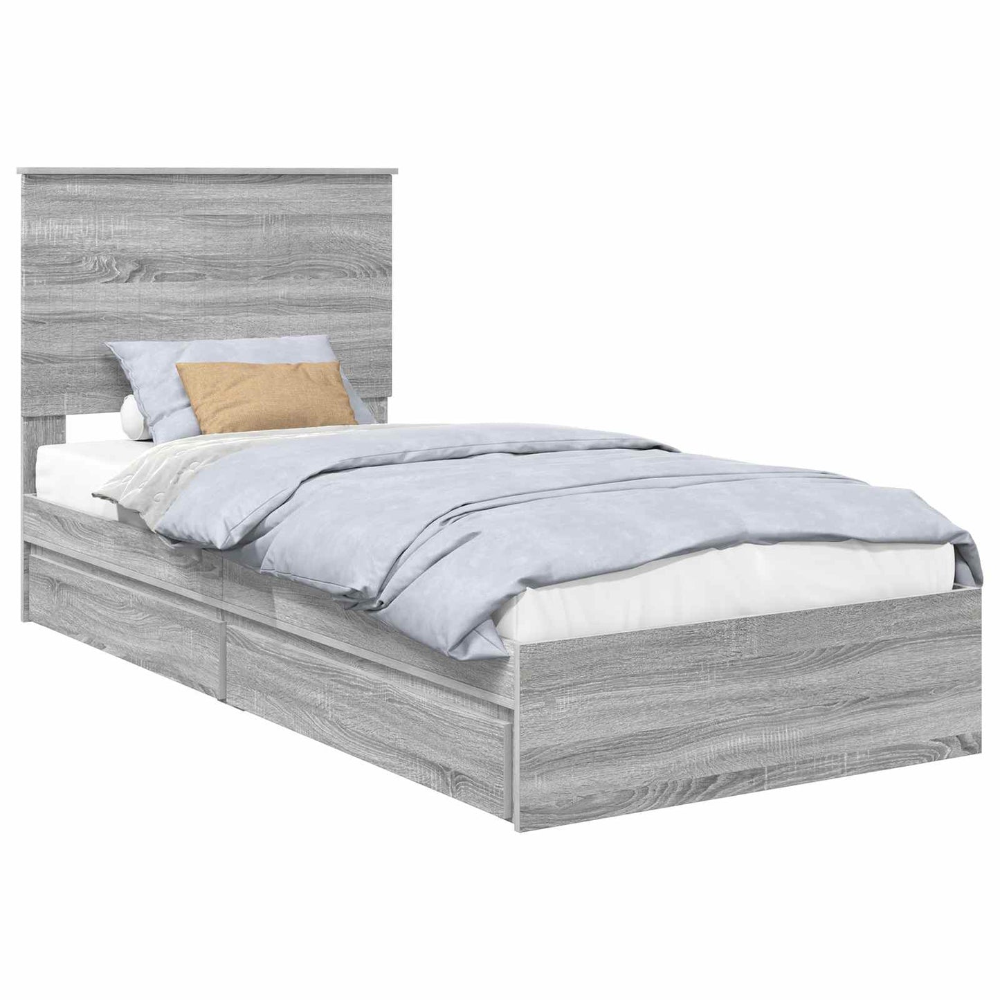 Letto con Contenitore con testiera Grigio Sonoma 90 x 190 cm
