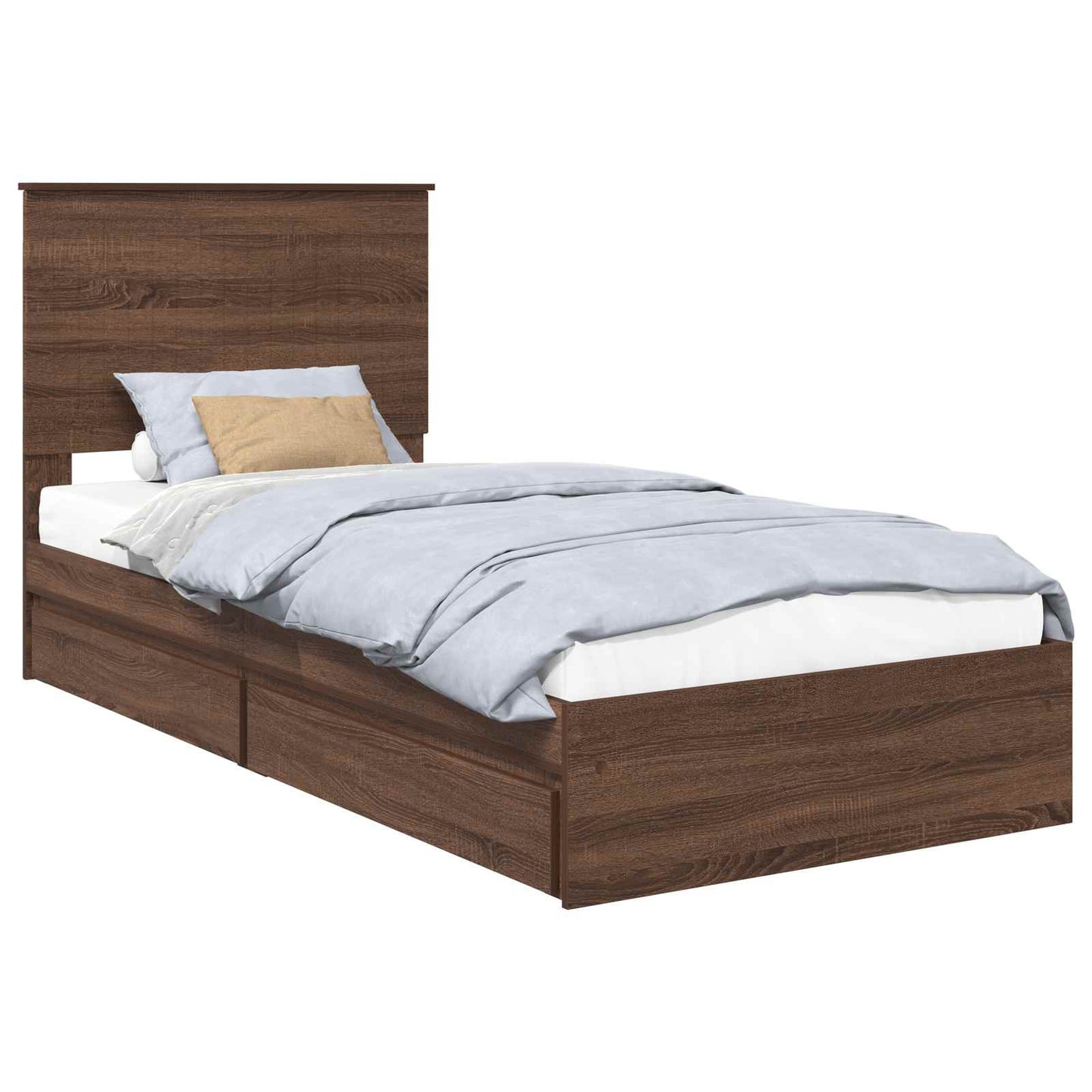 Letto con Contenitore con testiera Rovere Marrone 90 x 190 cm