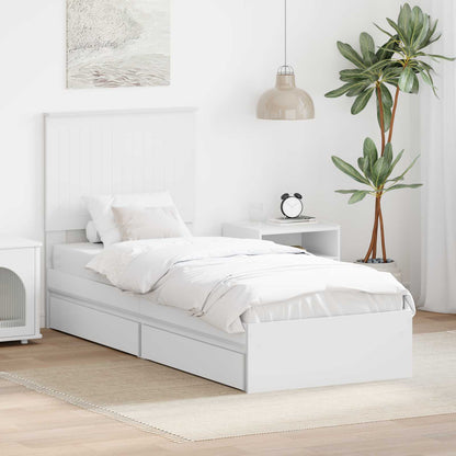 Letto con Contenitore Bianco 75 x 190 cm Legno multistrato