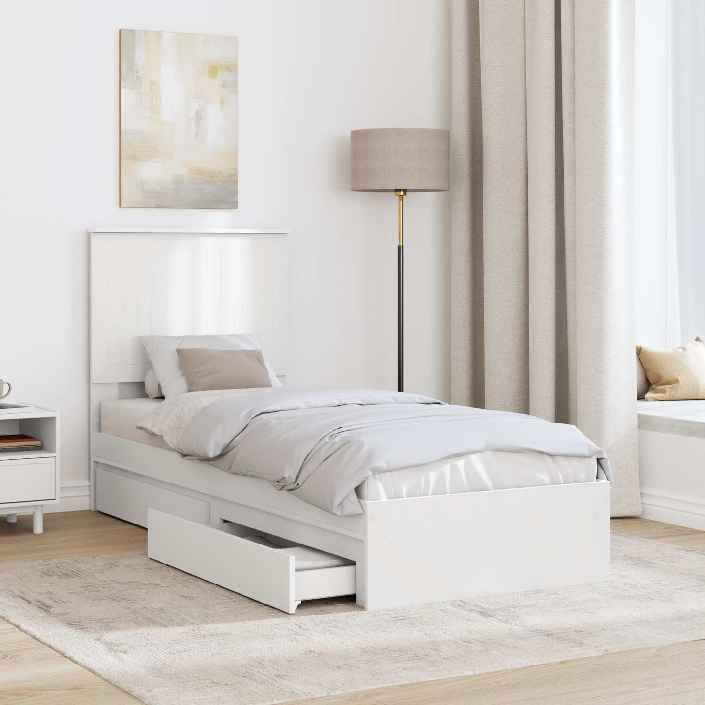 Letto con Contenitore Bianco 75 x 190 cm Legno multistrato