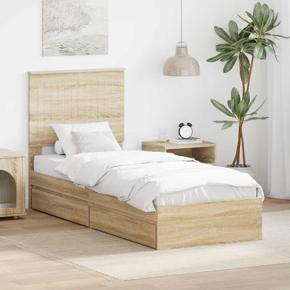 Letto con Contenitore con testiera Rovere Sonoma 75 x 190 cm