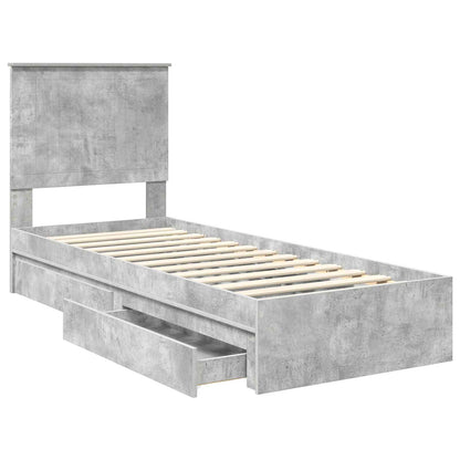 Letto con Contenitore con testiera Grigio cemento 75 x 190 cm