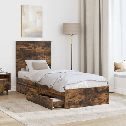 Letto con Contenitore Rovere fumÃƒÂ© 75 x 190 cm Legno multistrato