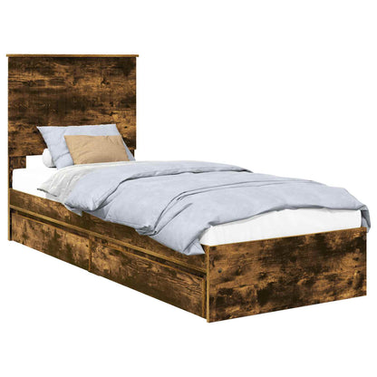 Letto con Contenitore Rovere fumÃƒÂ© 75 x 190 cm Legno multistrato