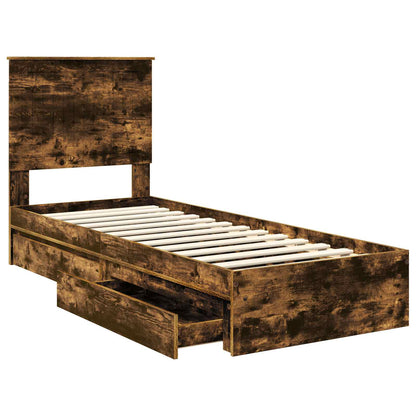 Letto con Contenitore Rovere fumÃƒÂ© 75 x 190 cm Legno multistrato