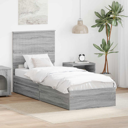 Letto con Contenitore con testiera Grigio Sonoma 75 x 190 cm