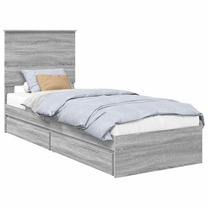 Letto con Contenitore con testiera Grigio Sonoma 75 x 190 cm