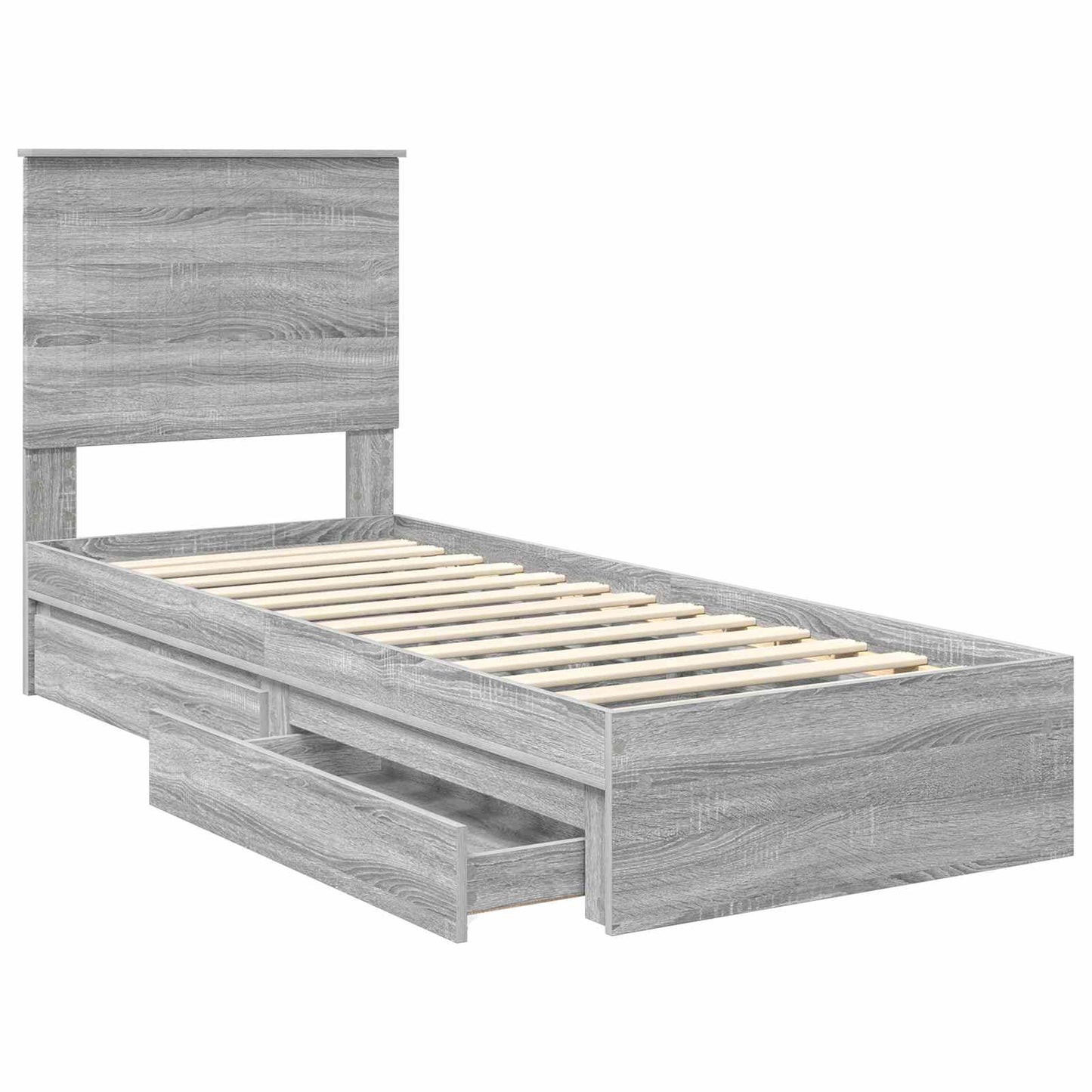 Letto con Contenitore con testiera Grigio Sonoma 75 x 190 cm