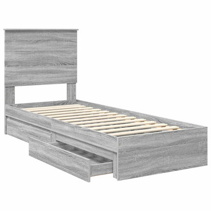 Letto con Contenitore con testiera Grigio Sonoma 75 x 190 cm