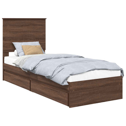 Letto con Contenitore con testiera Rovere Marrone 75 x 190 cm