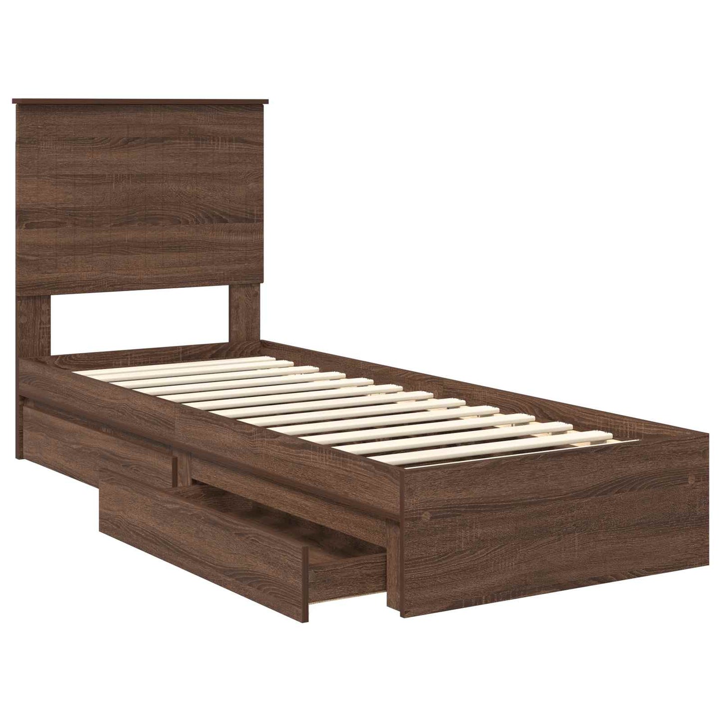 Letto con Contenitore con testiera Rovere Marrone 75 x 190 cm