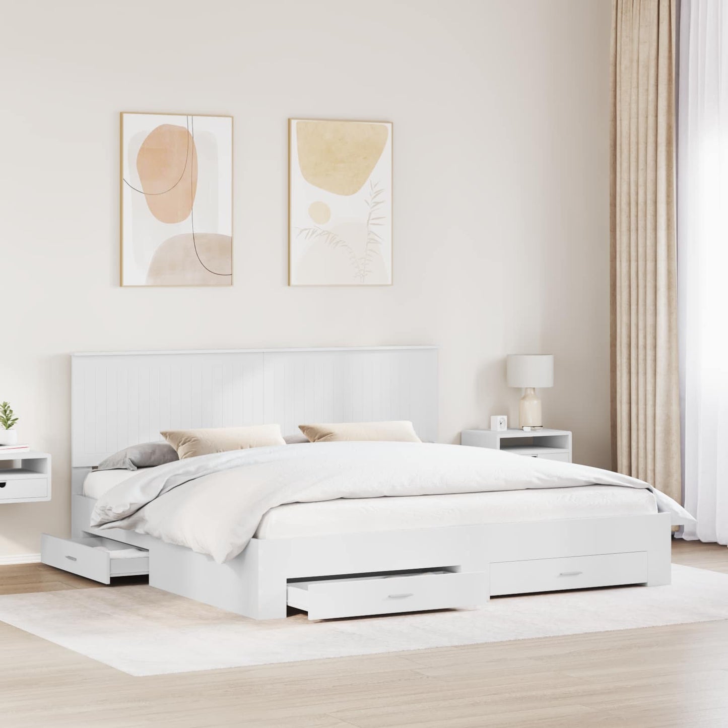 Struttura del letto Bianco 200 x 200 cm Legno multistrato