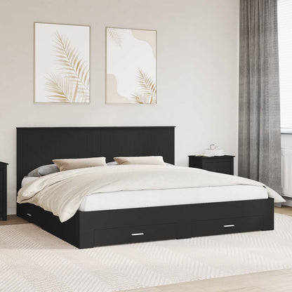 Struttura del letto con testiera Nero e Argento 200 x 200 cm