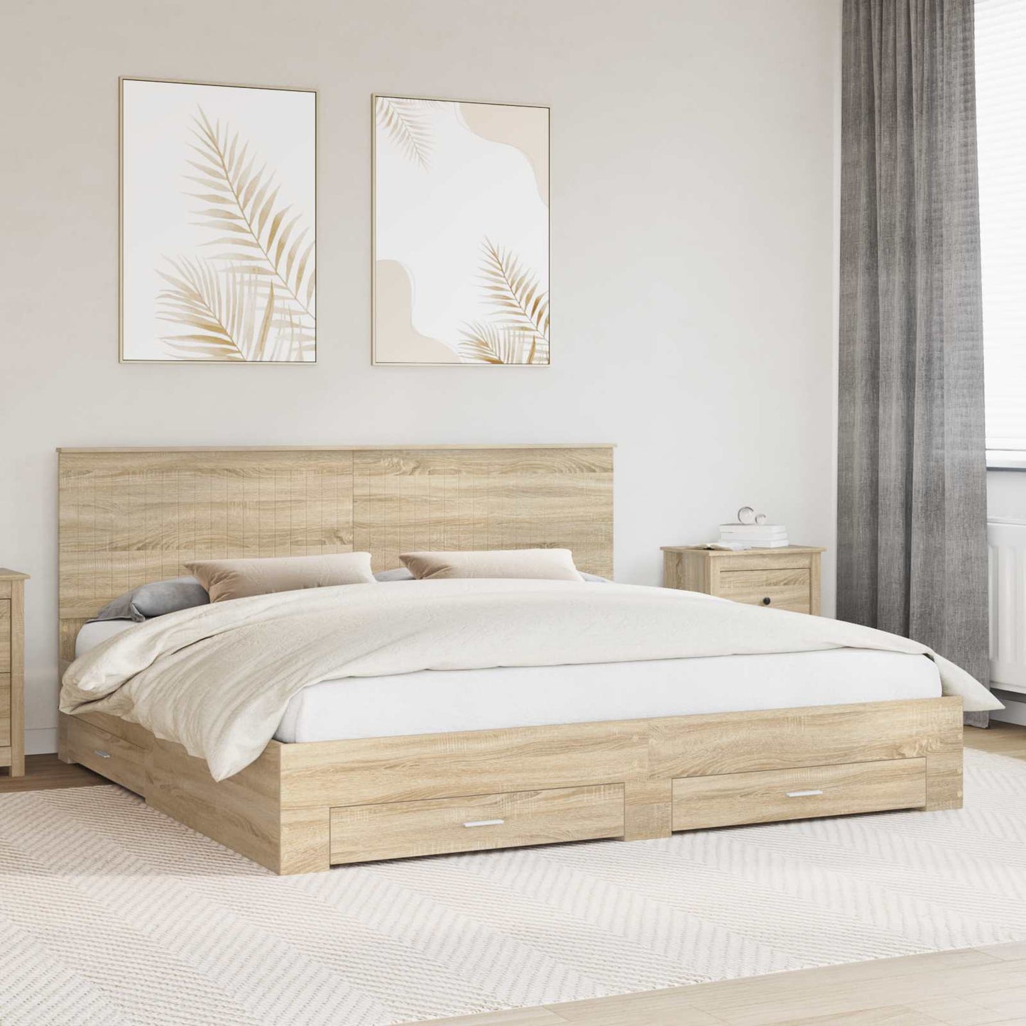 Struttura del letto con testiera Rovere Sonoma 200 x 200 cm