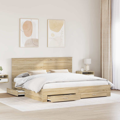 Struttura del letto con testiera Rovere Sonoma 200 x 200 cm