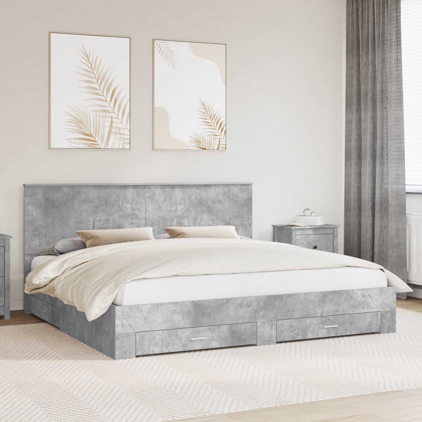 Struttura del letto con testiera Grigio cemento 200 x 200 cm