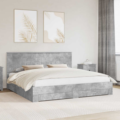 Struttura del letto con testiera Grigio cemento 200 x 200 cm