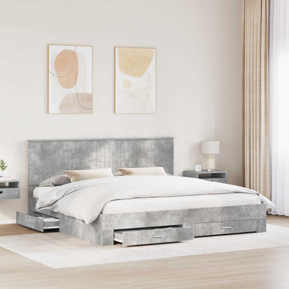 Struttura del letto con testiera Grigio cemento 200 x 200 cm