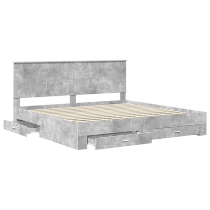 Struttura del letto con testiera Grigio cemento 200 x 200 cm