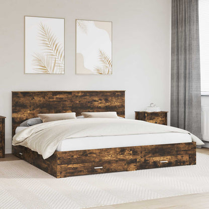 Struttura del letto Rovere fumÃ© 200 x 200 cm Legno multistrato