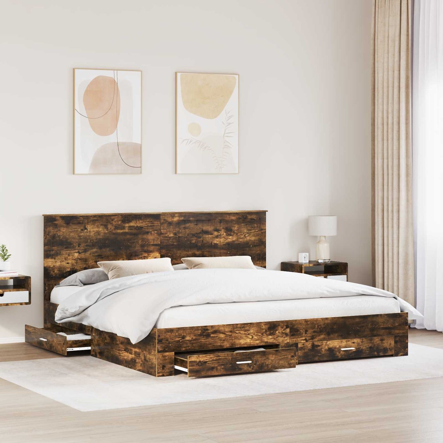 Struttura del letto Rovere fumÃ© 200 x 200 cm Legno multistrato