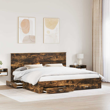 Struttura del letto Rovere fumÃ© 200 x 200 cm Legno multistrato