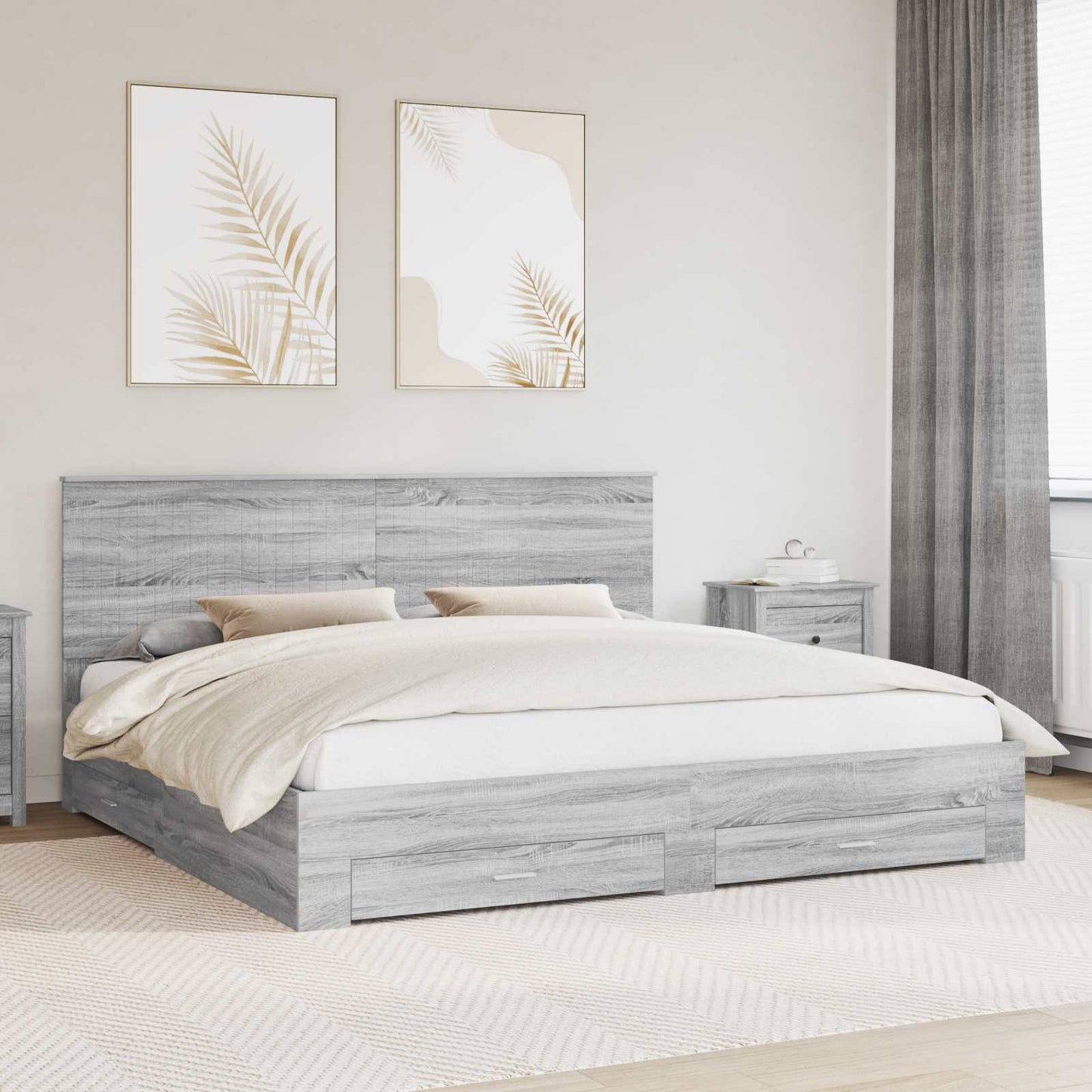 Struttura del letto con testiera Grigio Sonoma 200 x 200 cm