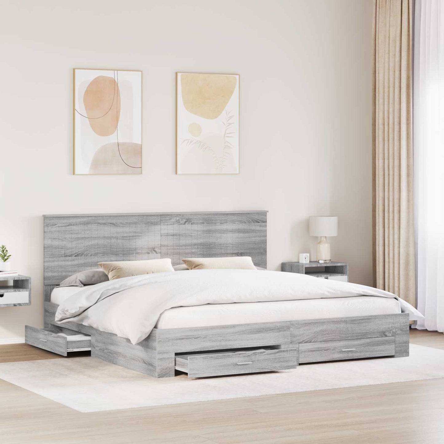 Struttura del letto con testiera Grigio Sonoma 200 x 200 cm