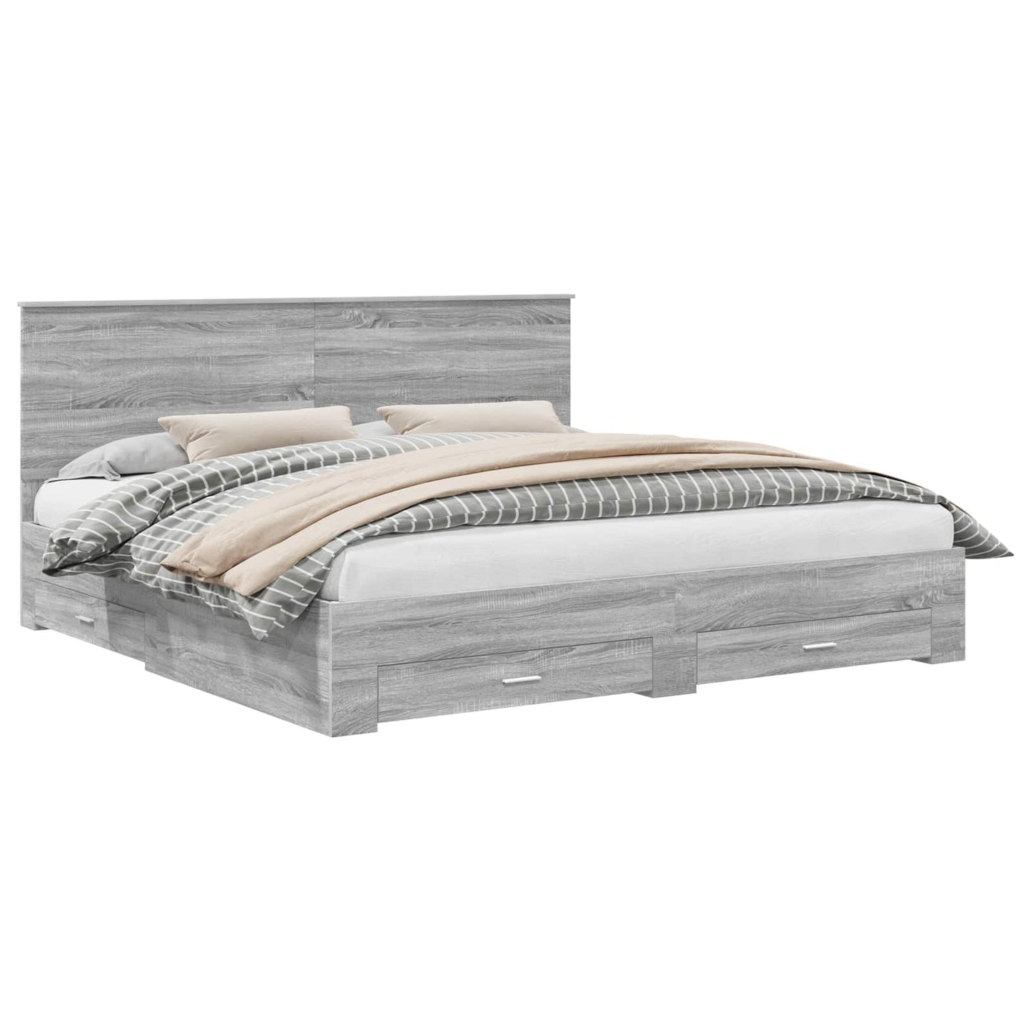 Struttura del letto con testiera Grigio Sonoma 200 x 200 cm