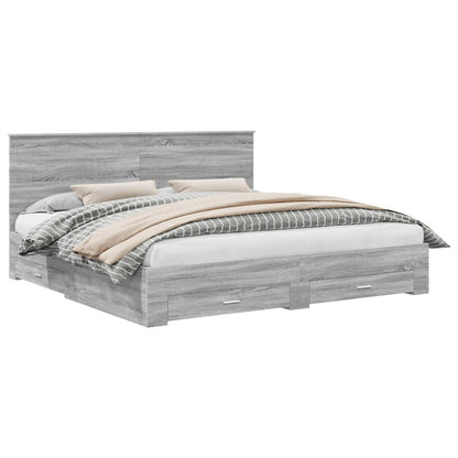 Struttura del letto con testiera Grigio Sonoma 200 x 200 cm