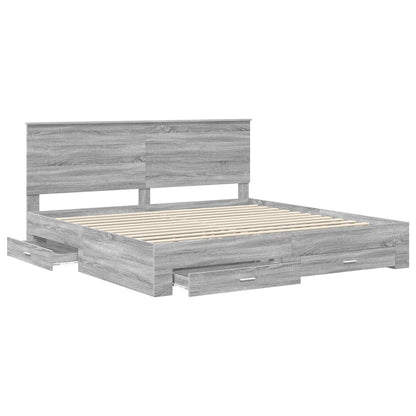 Struttura del letto con testiera Grigio Sonoma 200 x 200 cm