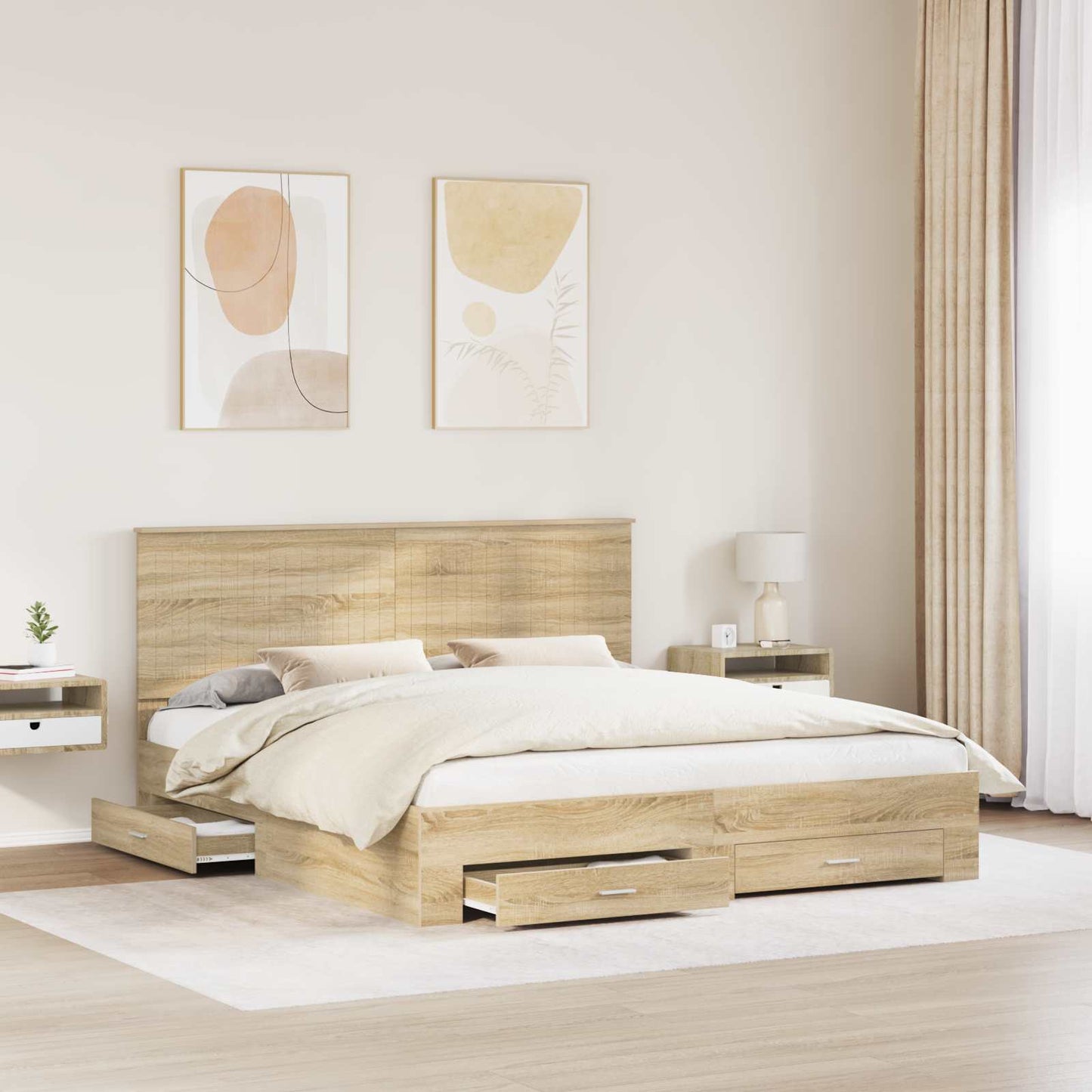 Struttura del letto con testiera Rovere Sonoma 180 x 200 cm
