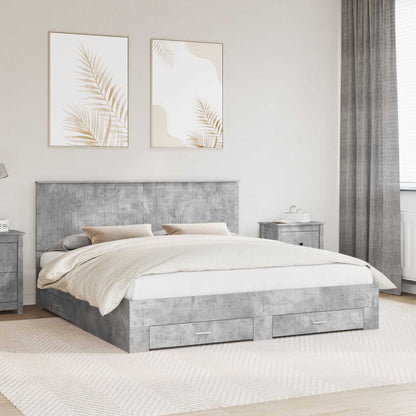 Struttura del letto con testiera Grigio cemento 180 x 200 cm