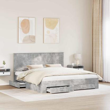 Struttura del letto con testiera Grigio cemento 180 x 200 cm