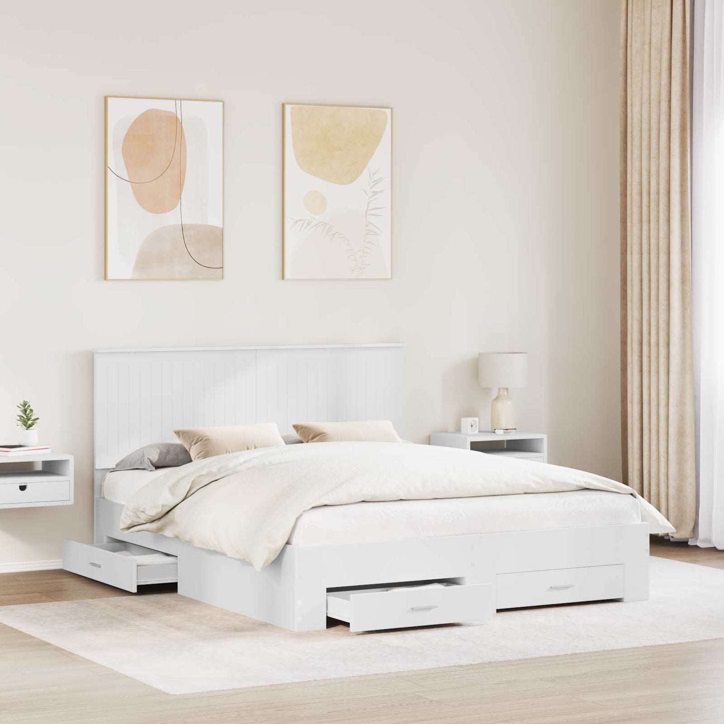 Struttura del letto Bianco 160 x 200 cm Legno multistrato