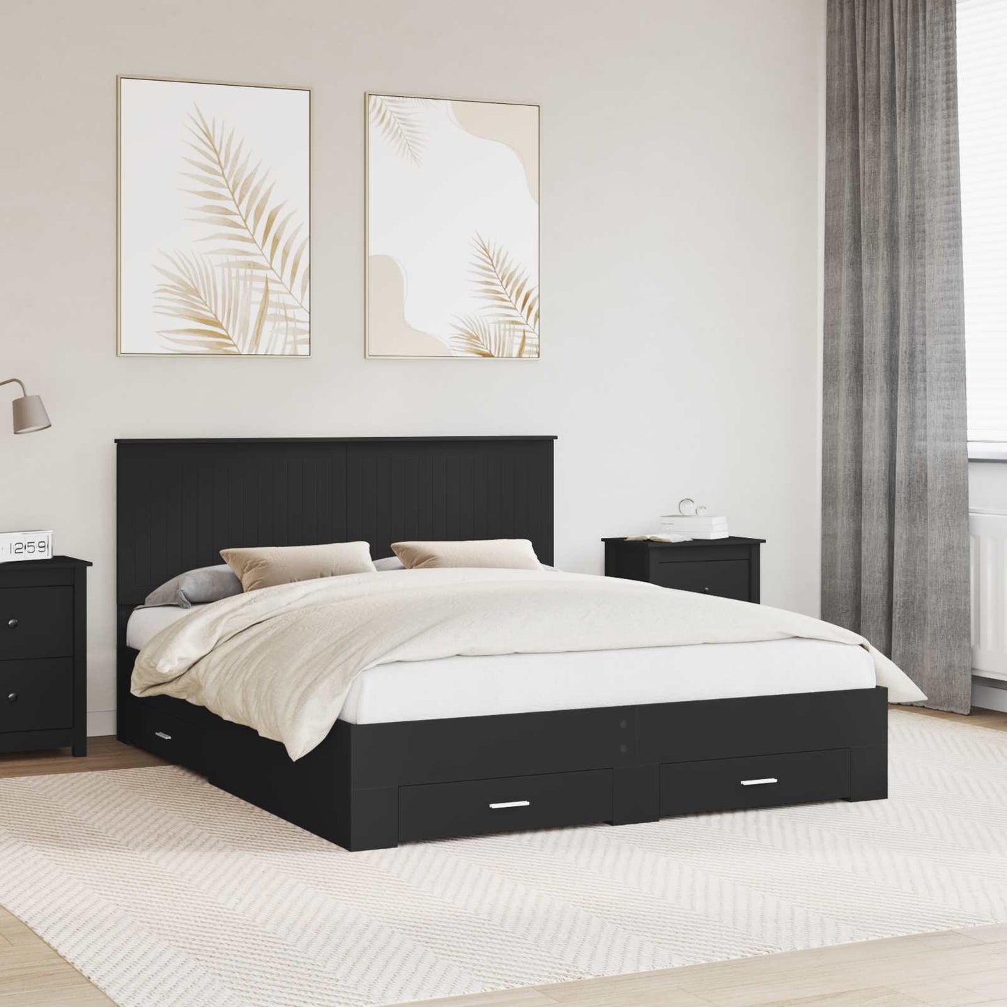 Struttura del letto Nero 160 x 200 cm Legno multistrato