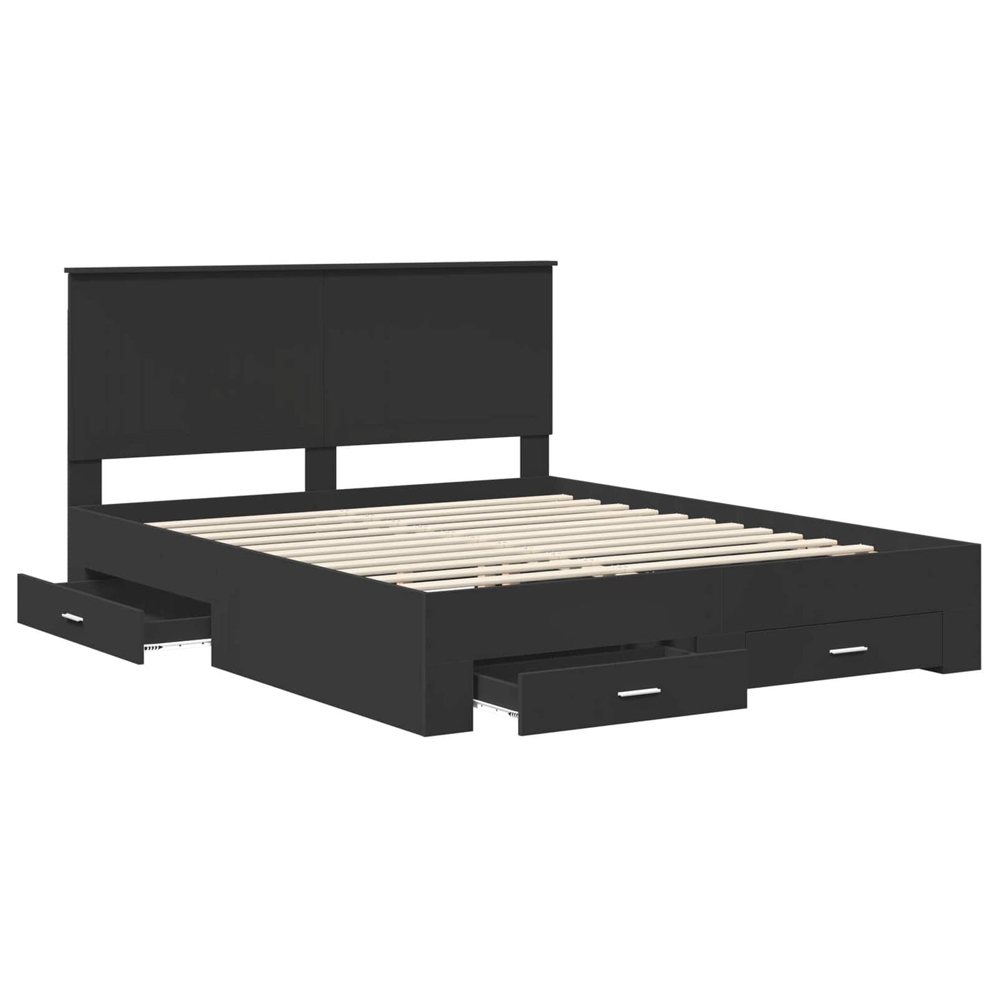 Struttura del letto Nero 160 x 200 cm Legno multistrato