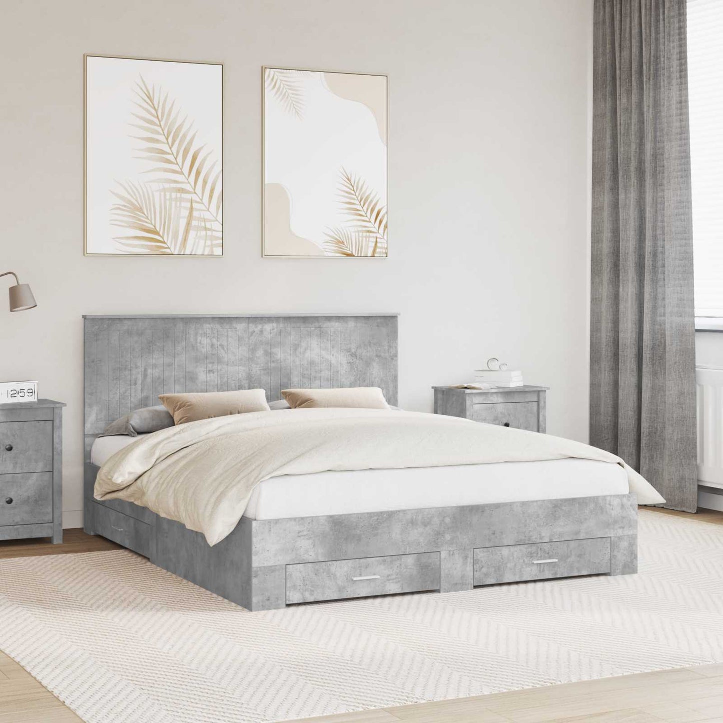 Struttura del letto con testiera Grigio cemento 160 x 200 cm