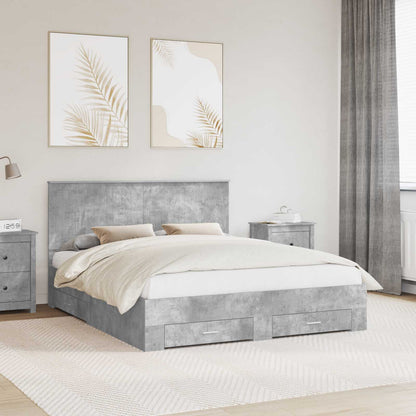 Struttura del letto con testiera Grigio cemento 160 x 200 cm
