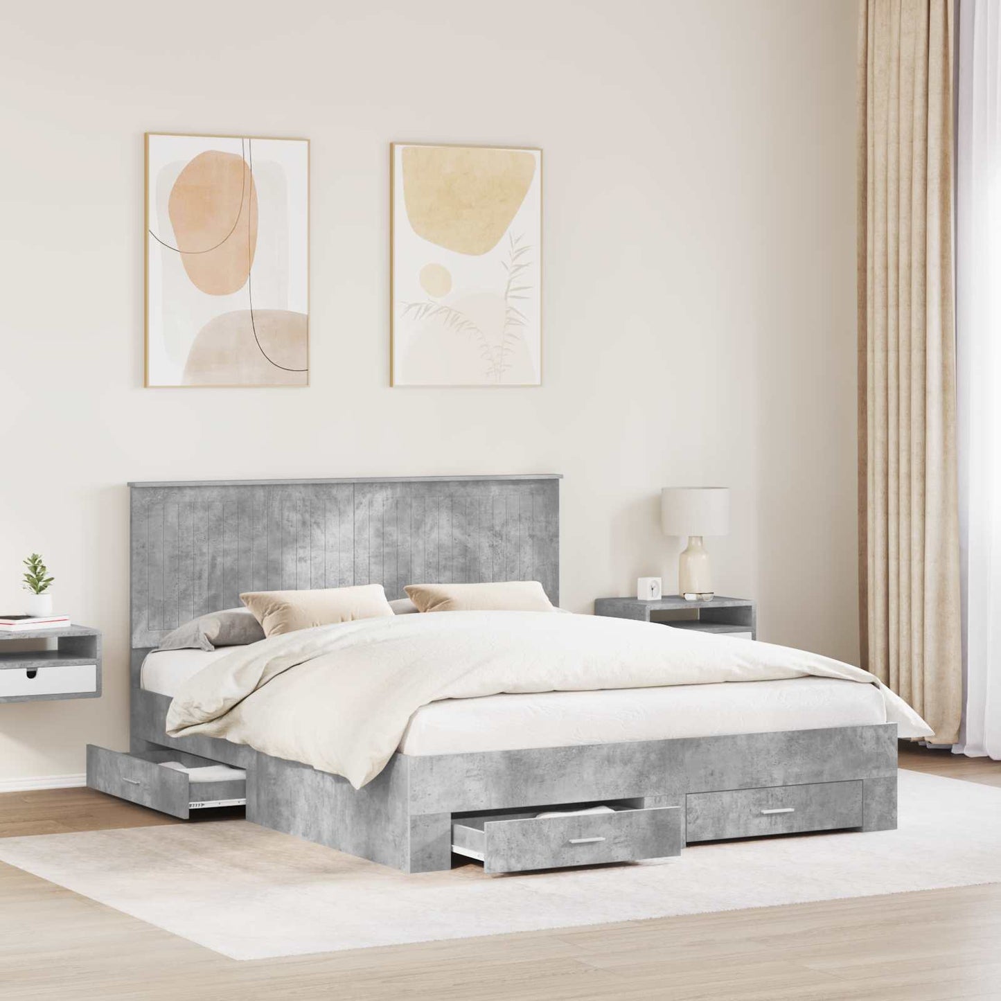 Struttura del letto con testiera Grigio cemento 160 x 200 cm