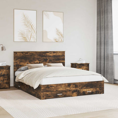 Struttura del letto Rovere fumÃ© 160 x 200 cm Legno multistrato