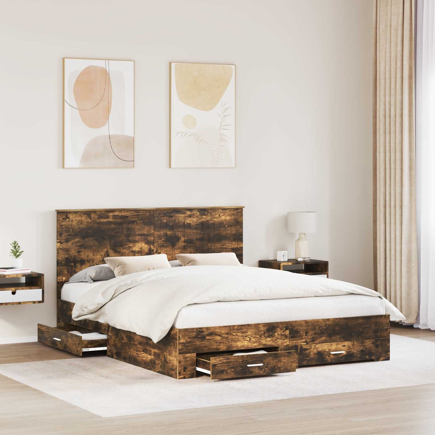 Struttura del letto Rovere fumÃ© 160 x 200 cm Legno multistrato