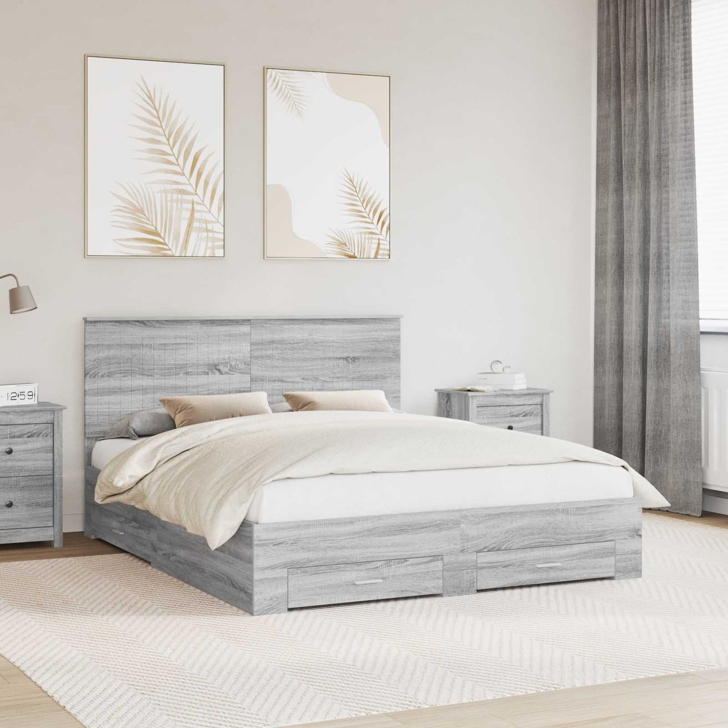 Struttura del letto con testiera Grigio Sonoma 160 x 200 cm